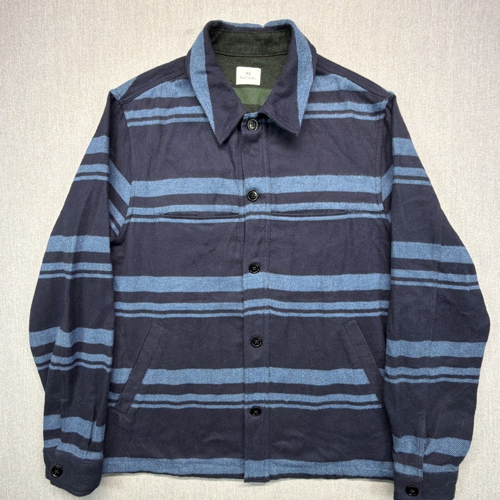 Paul Smith Jacket Mens XL Blue Twill Chore Overcoat Overshirt Shacket Top